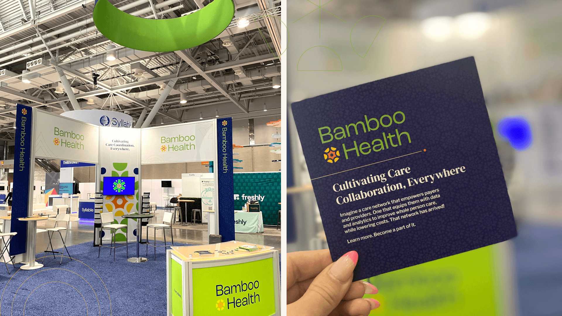 Bamboo Health booth and brochure at HLTH 2021