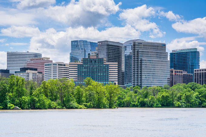 View of the Rosslyn skyline in Arlington from Georgetown, Washington, DC