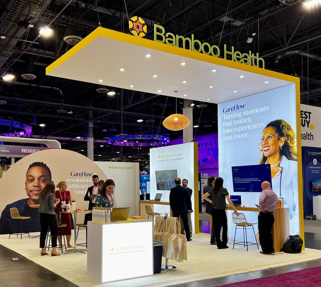 Front of Bamboo Health's booth at HLTH 2022