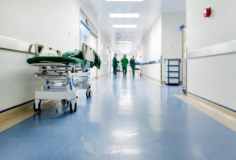 Hospital hallway in an emergency department (ED)